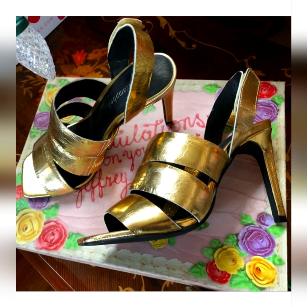 NEW Jeffrey Campbell 6.5 luminescent gold heels!